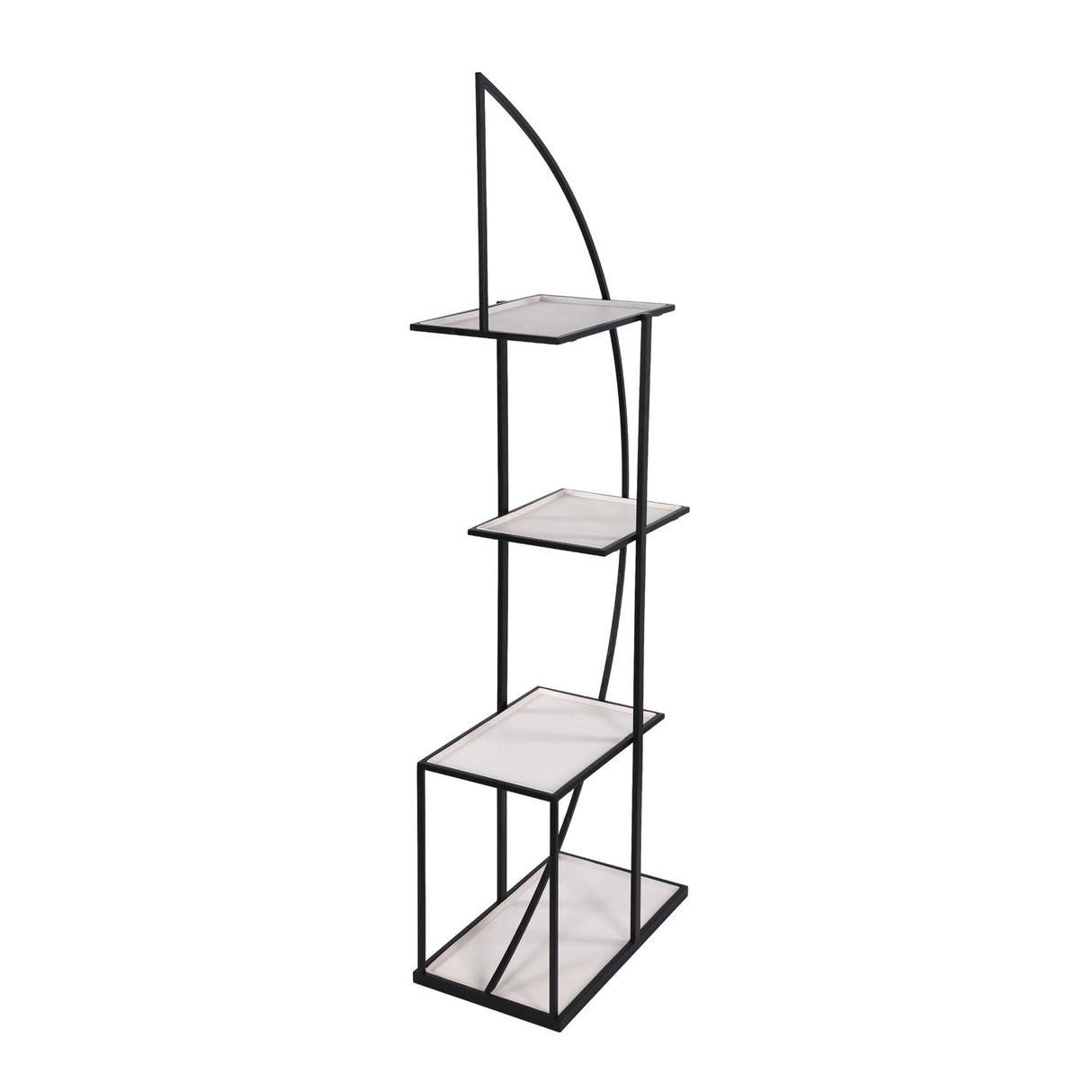 Modern Arch Metal Planter Stand- Ivory & Black