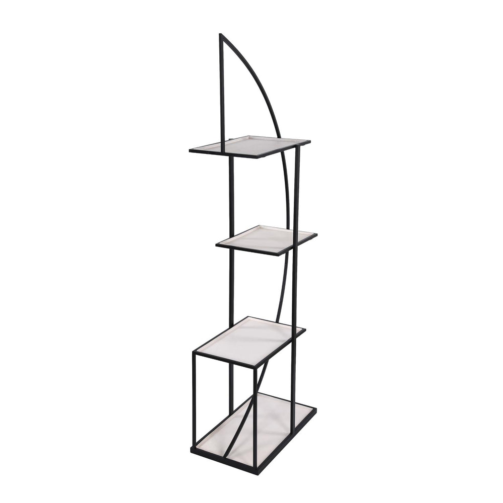 Modern Arch Metal Planter Stand- Ivory & Black