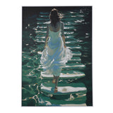Walking Girl Canvas Painting- Multicolor