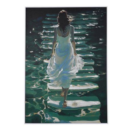 Walking Girl Canvas Painting- Multicolor