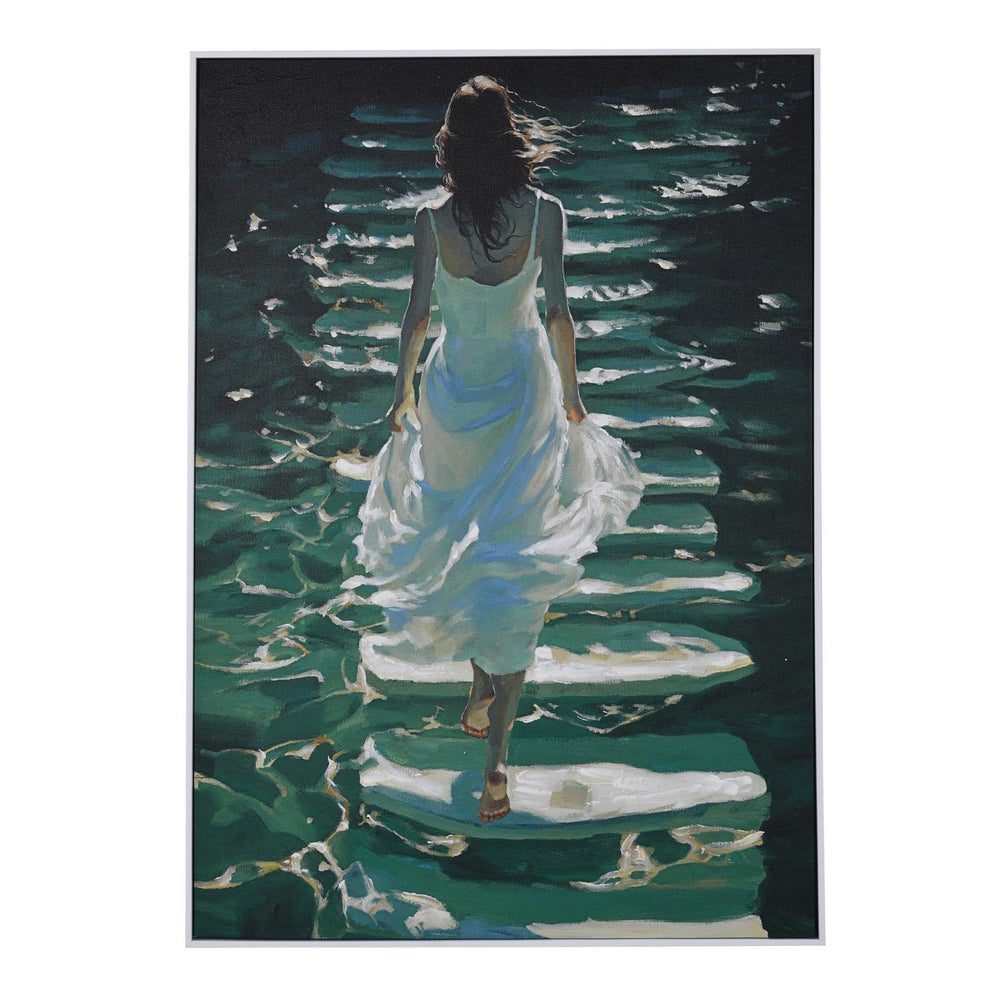 Walking Girl Canvas Painting- Multicolor