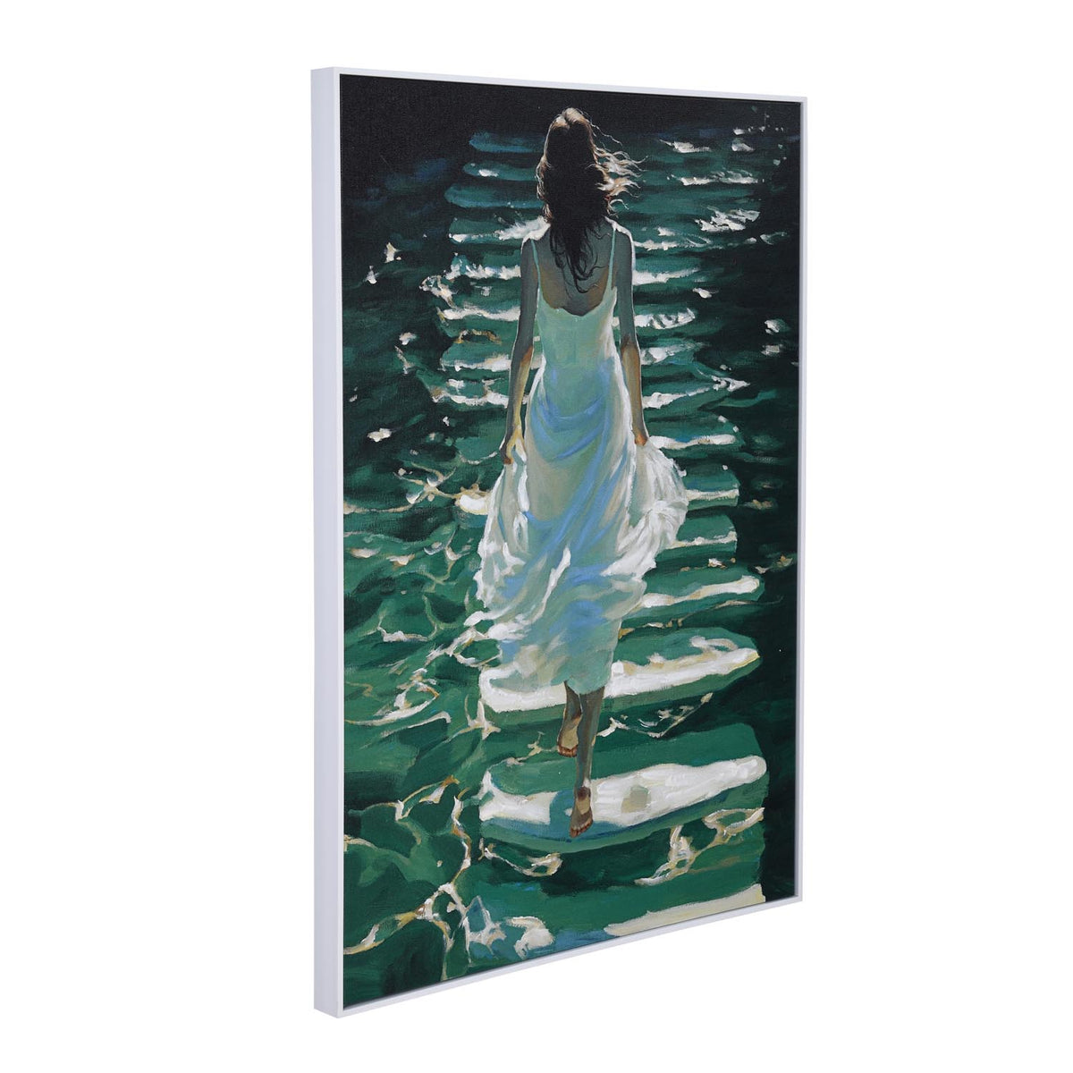 Walking Girl Canvas Painting- Multicolor
