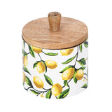 Small Round Wooden Cannister- Yellow
