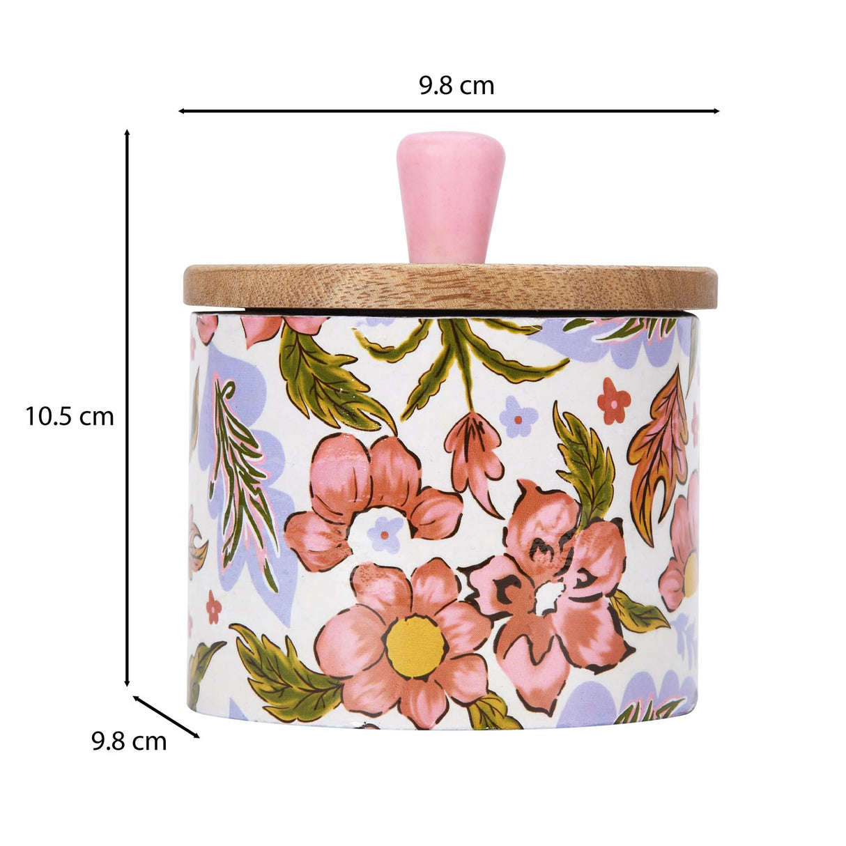 Small Round Wooden Cannister- Pink