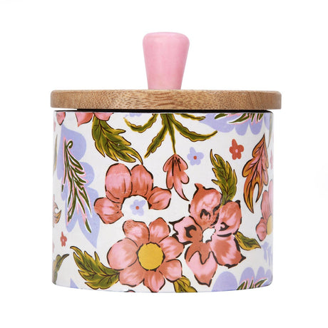 Small Round Wooden Cannister- Pink
