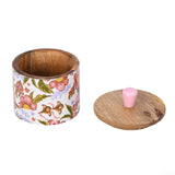 Small Round Wooden Cannister- Pink
