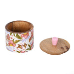 Small Round Wooden Cannister- Pink