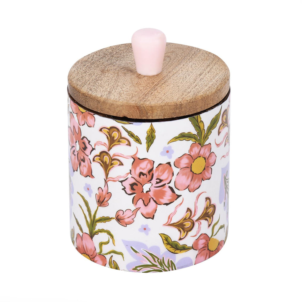 Medium Round Wooden Cannister- Pink