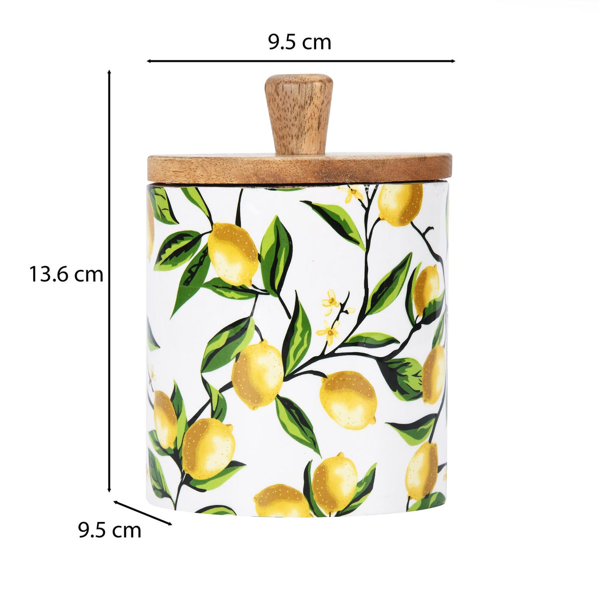 Small Round Wooden Cannister- Yellow