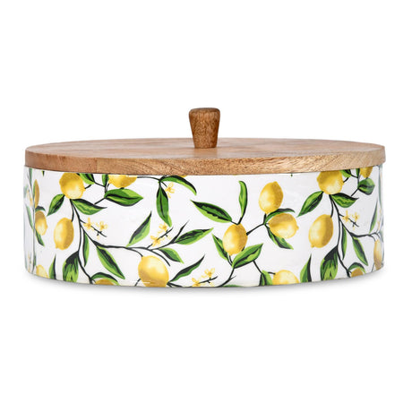 Wooden Round Casserole With Lid- Yellow