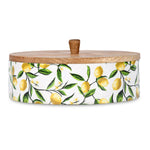 Wooden Round Casserole With Lid- Yellow