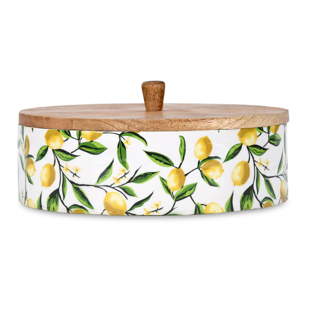 Wooden Round Casserole With Lid- Yellow