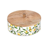 Wooden Round Casserole With Lid- Yellow