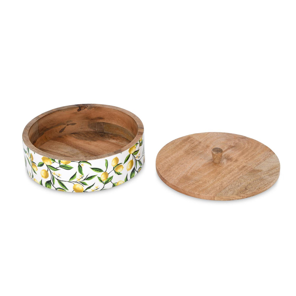 Wooden Round Casserole With Lid- Yellow