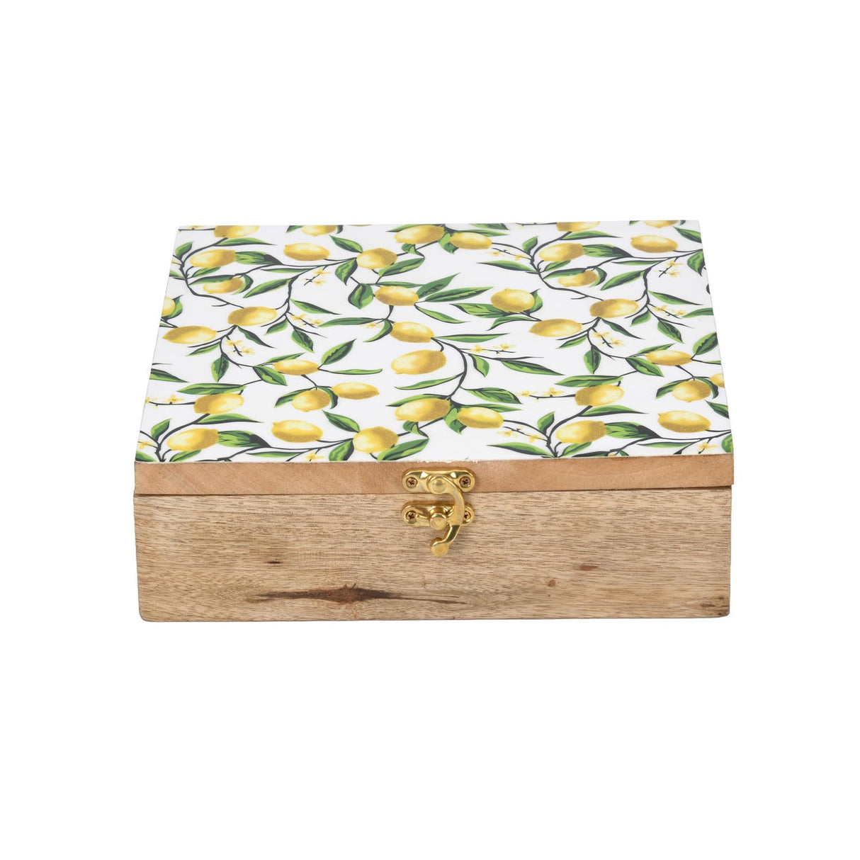 Wooden Masala Box With Stainless Steel Bowls- Yellow