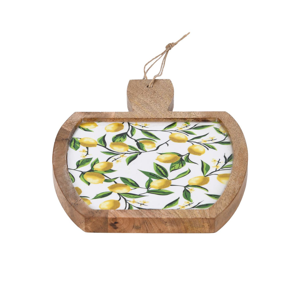 Wooden Cheese Board With Handle- Yellow