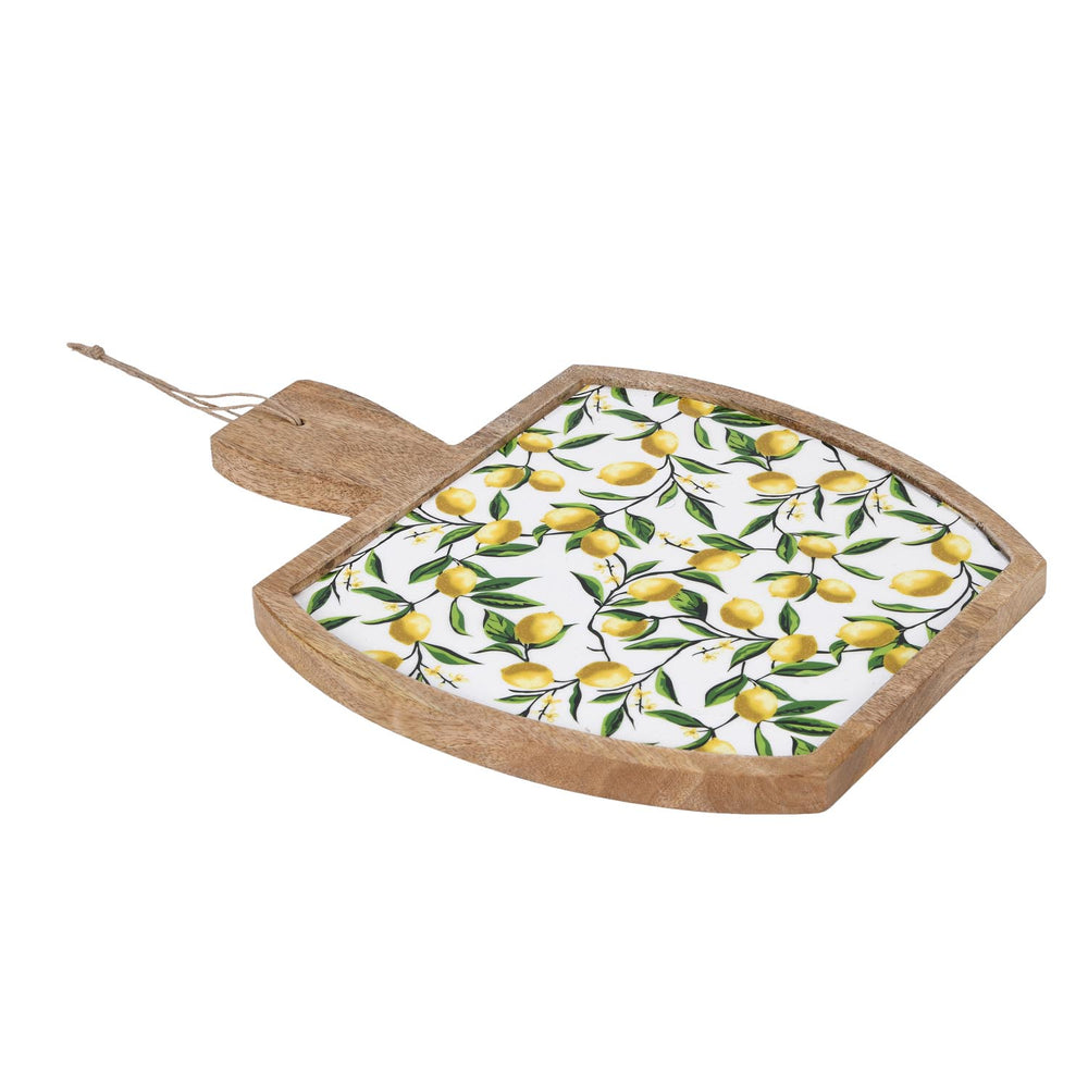Wooden Cheese Board With Handle- Yellow