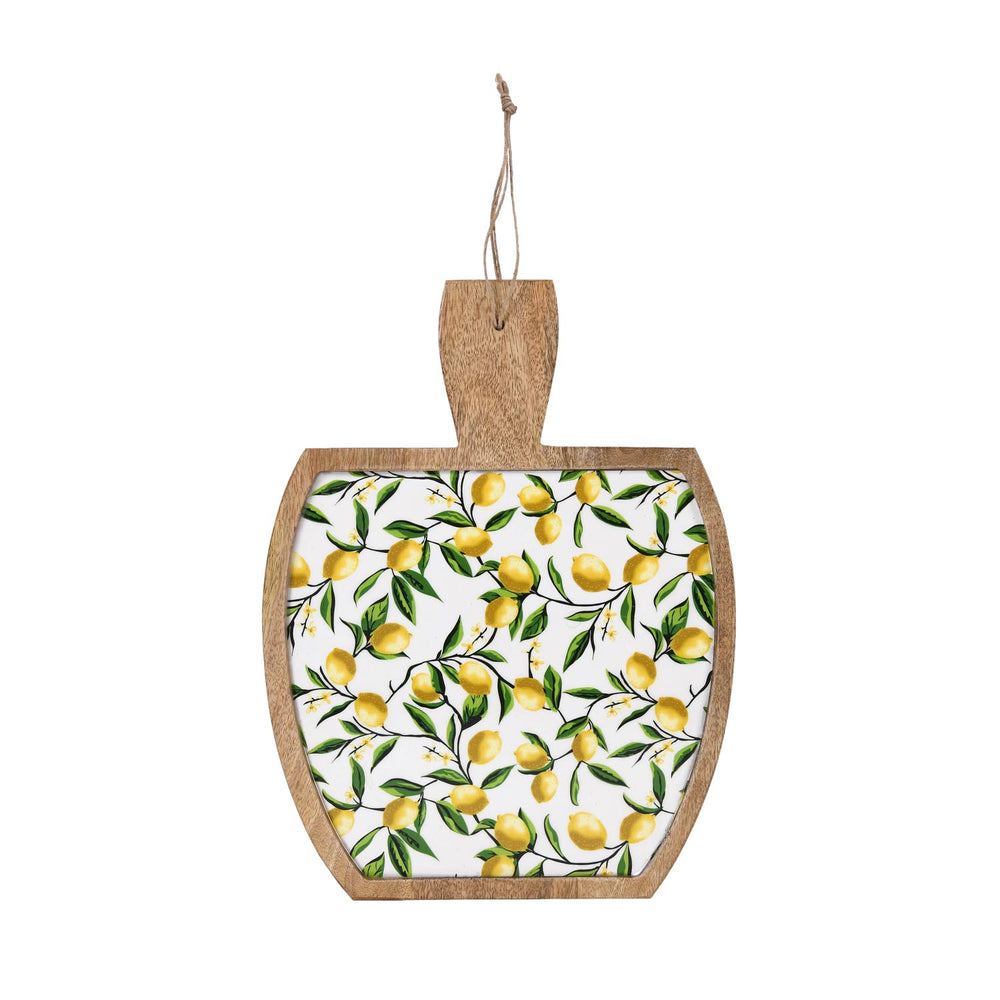Wooden Cheese Board With Handle- Yellow