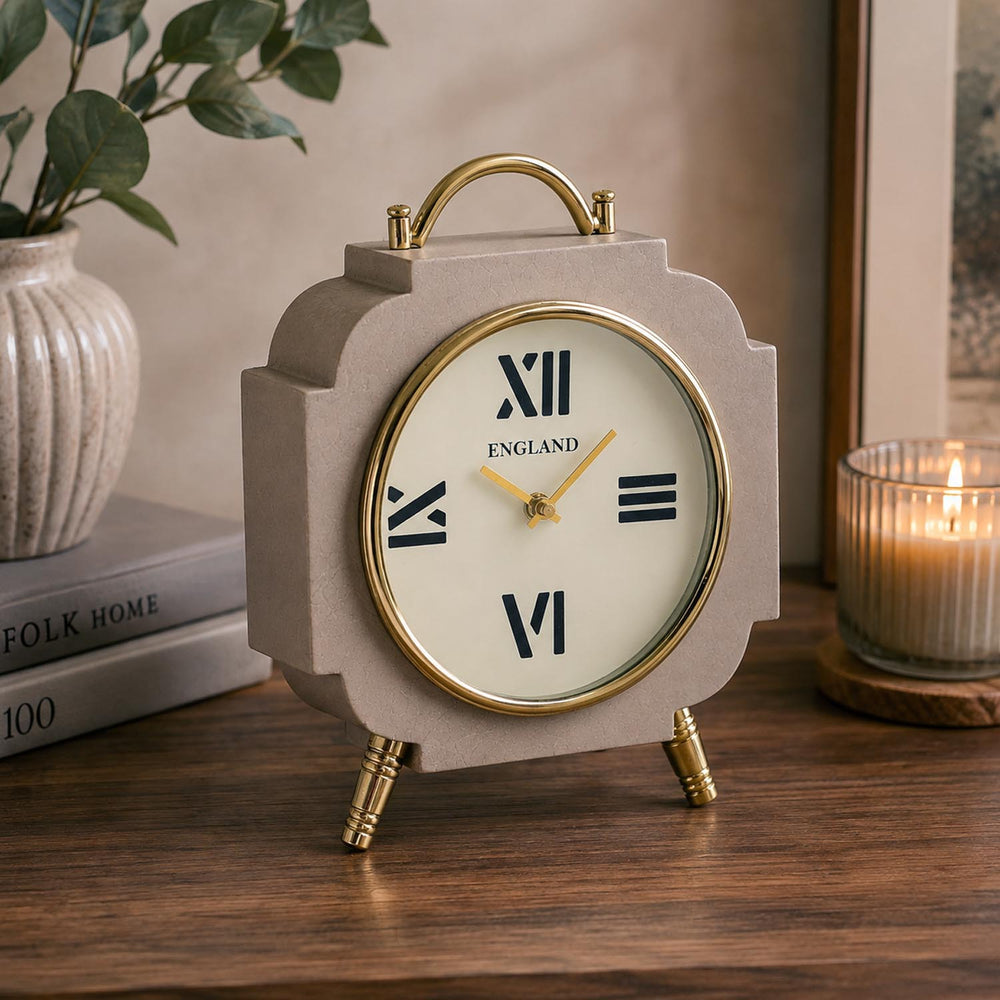 Classic Moroccan Table Clock- Taupe