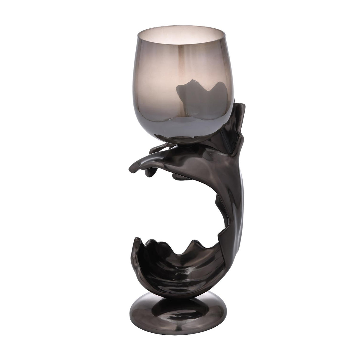 Tidal Splash Large Candle Holder- Grey