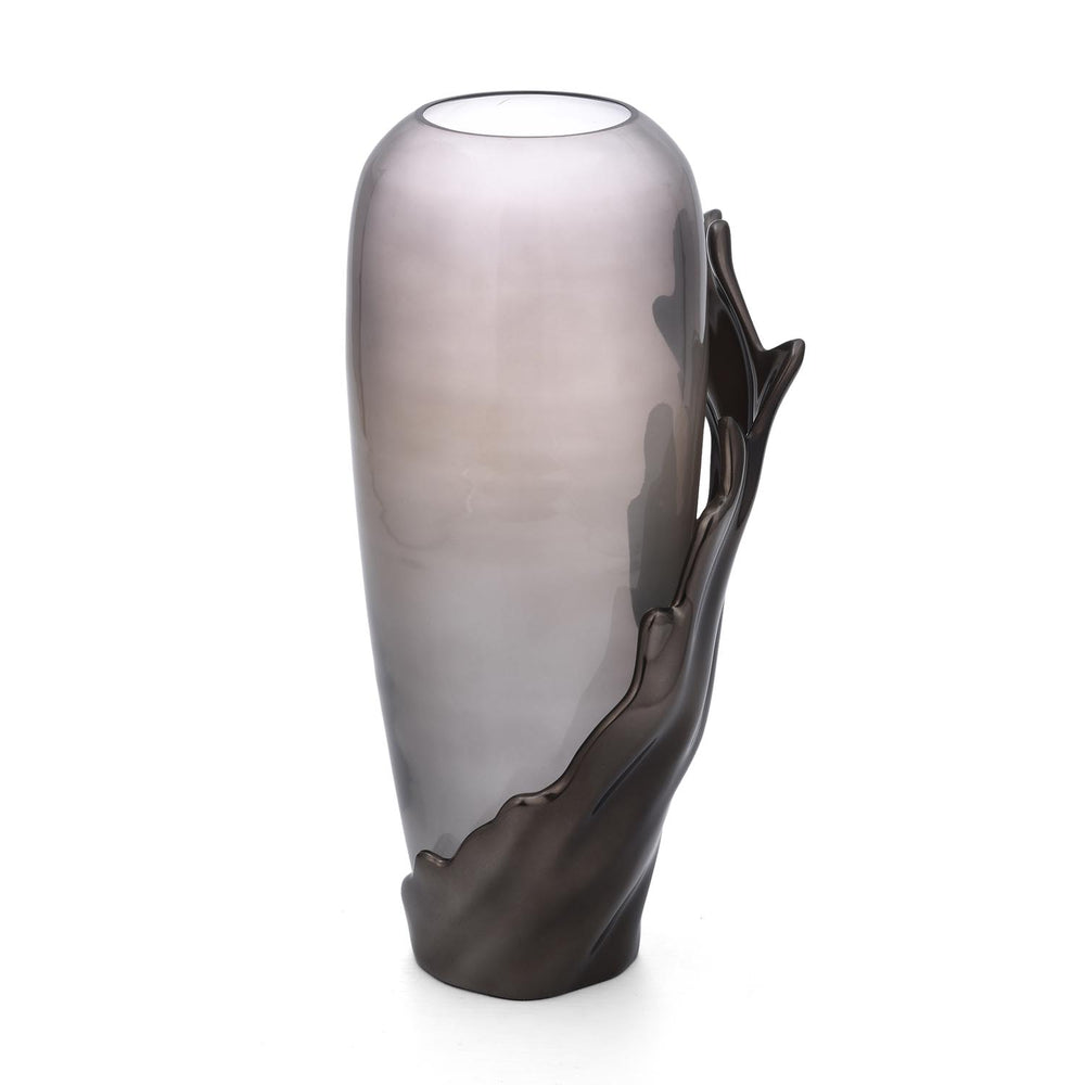 Decorative Hamatite Wave Vase- Grey