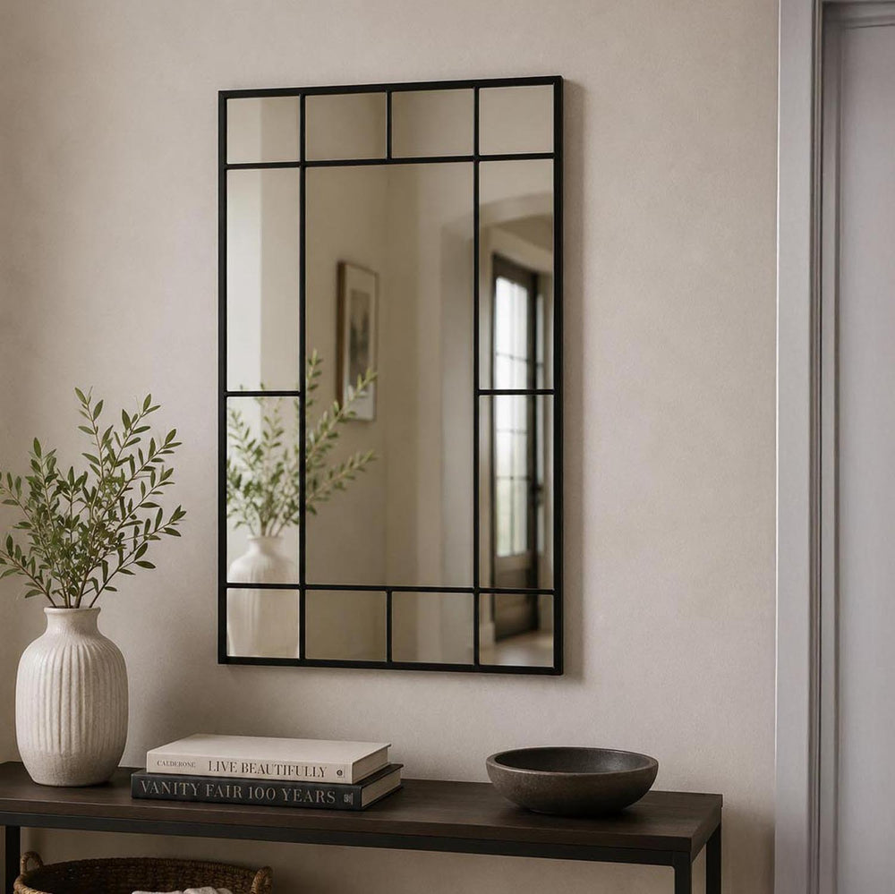 Minimal Grid Wall Mirror- Black