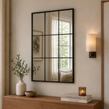 Window Pane Wall Mirror- Black