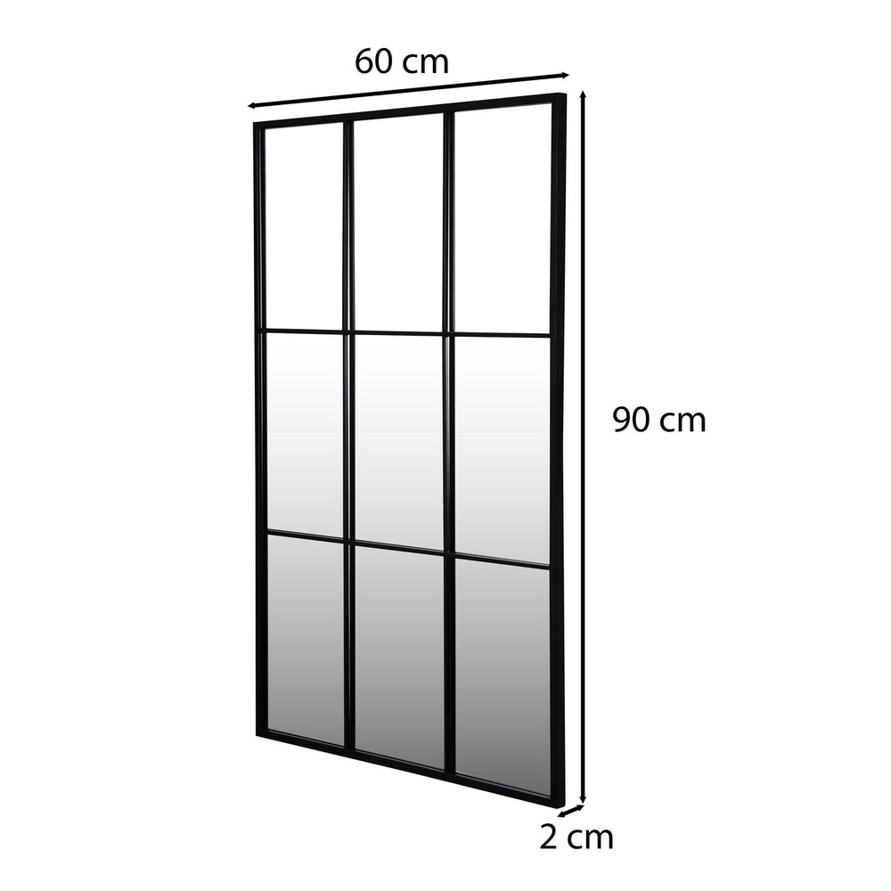 Window Pane Wall Mirror- Black