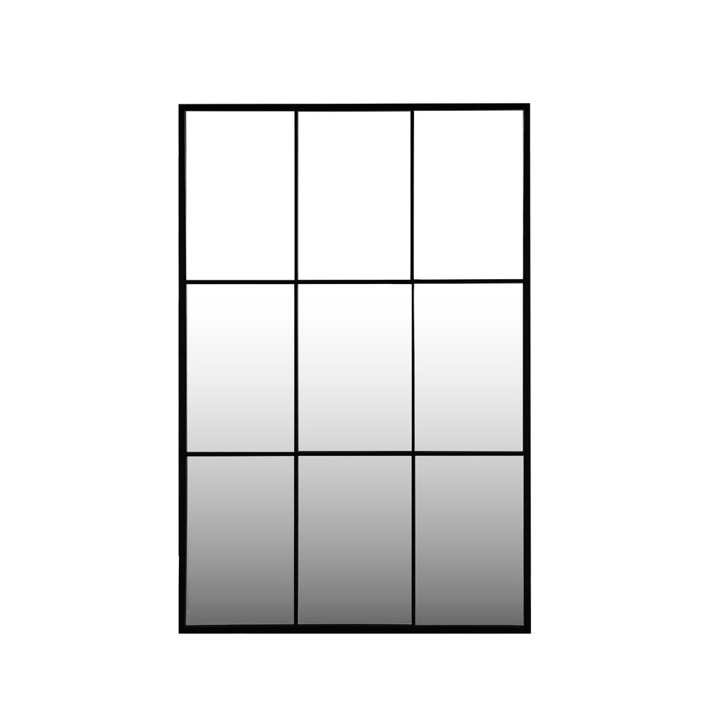 Window Pane Wall Mirror- Black