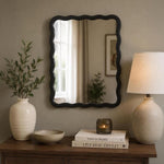 Wavy Rectangular Wall Mirror- Black
