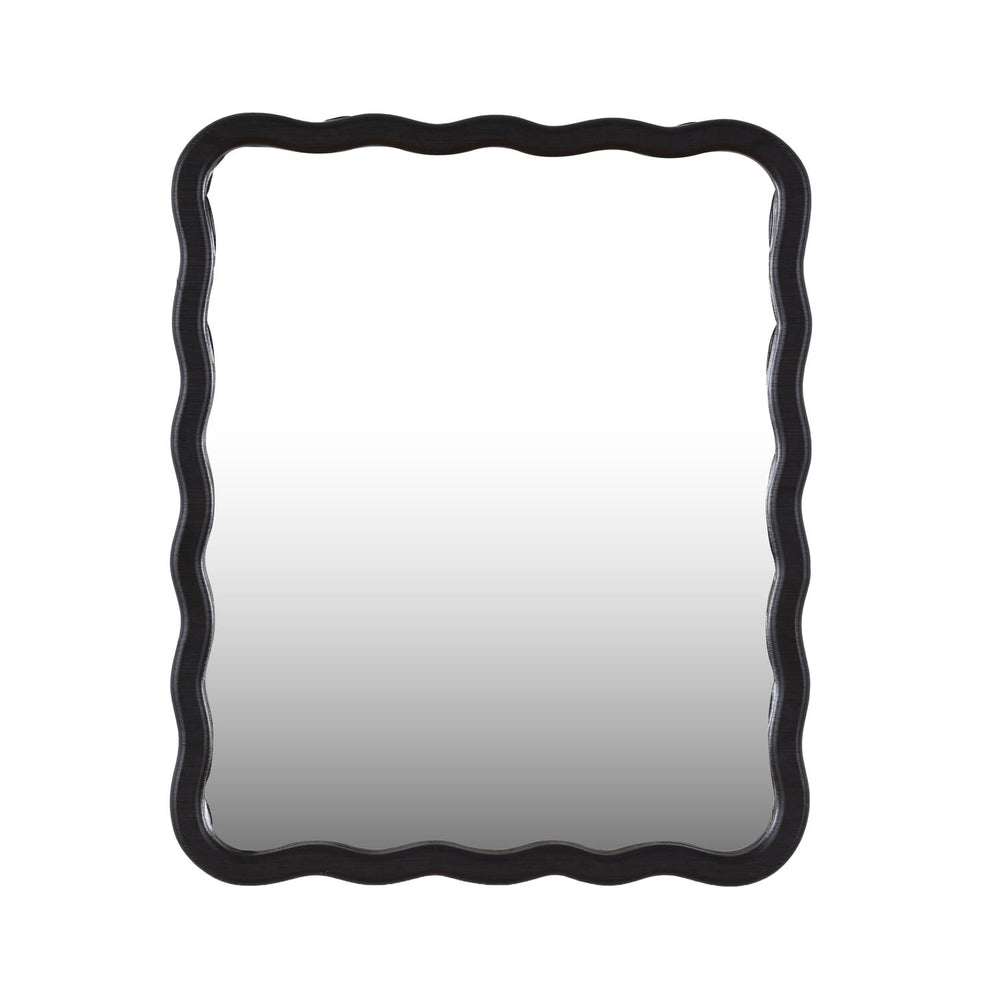 Wavy Rectangular Wall Mirror- Black