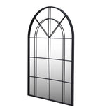 Decorative Arched Grid Wall Mirror - Black