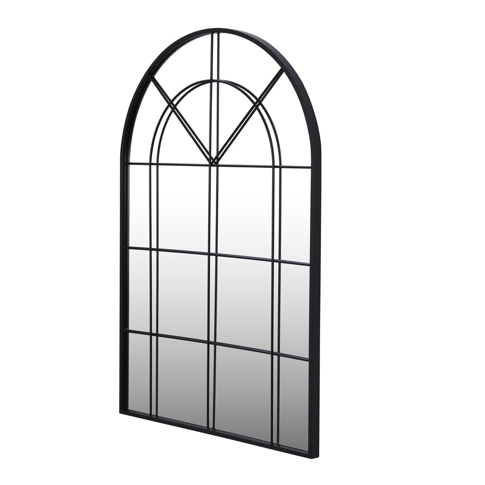 Decorative Arched Grid Wall Mirror - Black
