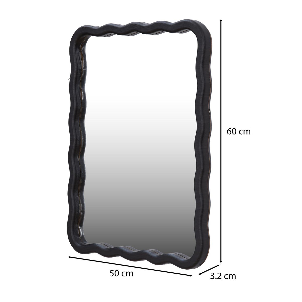 Wavy Rectangular Wall Mirror- Black