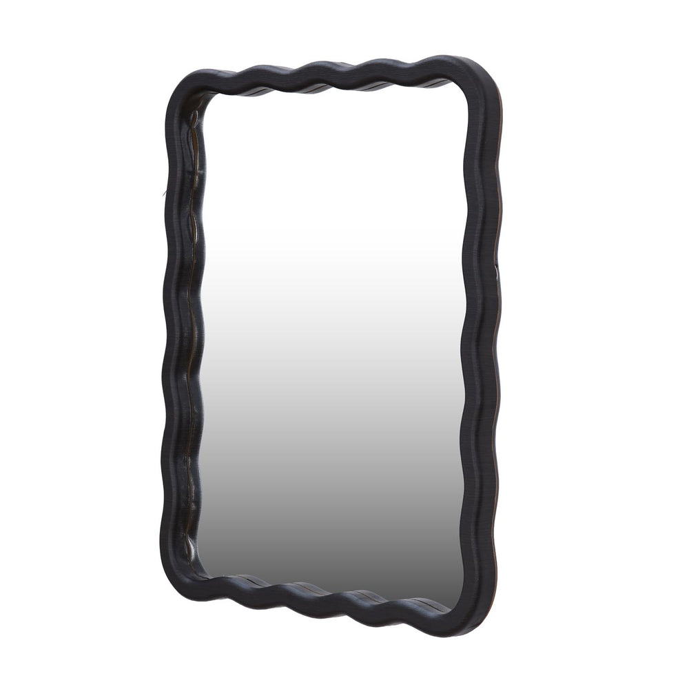 Wavy Rectangular Wall Mirror- Black