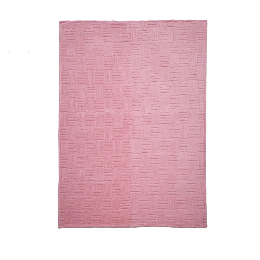 Jacquard Geometric Polyester Single Blanket- Pink