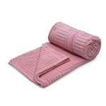 Jacquard Geometric Polyester Single Blanket- Pink