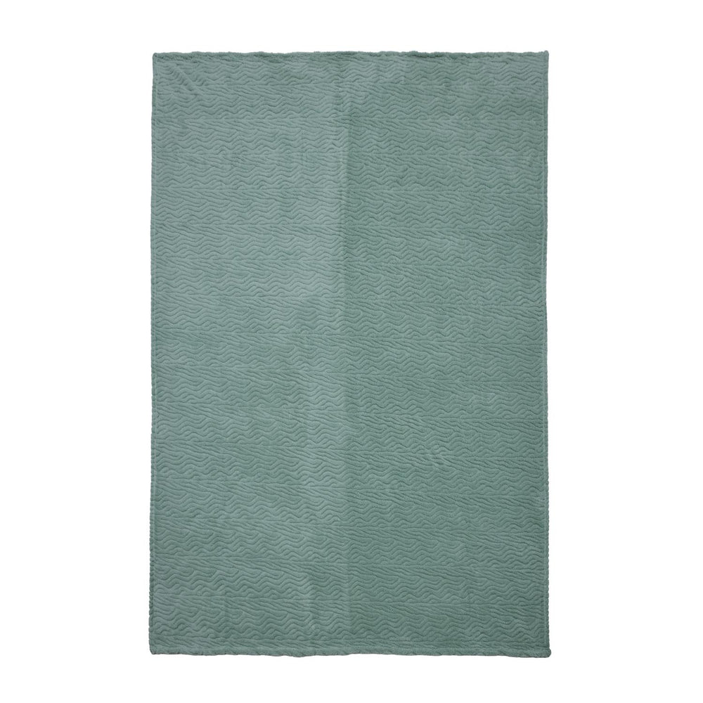 Jacquard Waves Polyester Single Blanket- Green