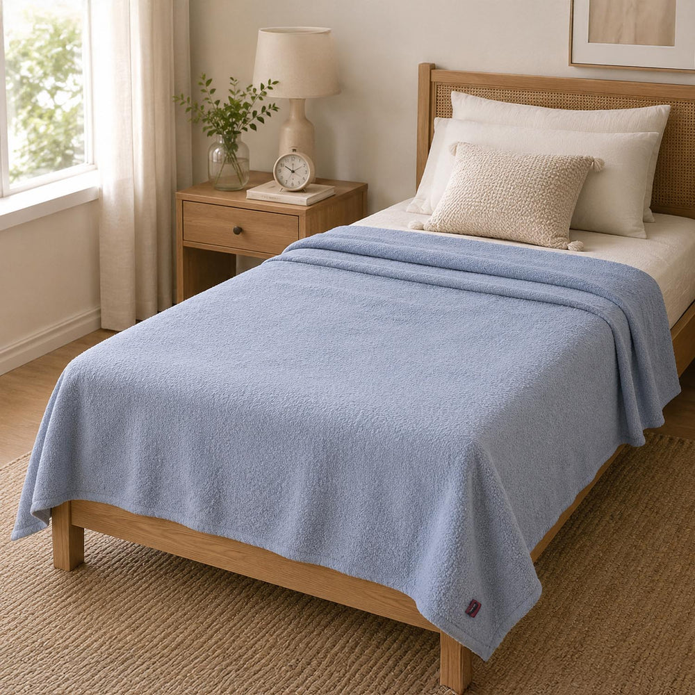 Jacquard Popcorn Polyester Single Blanket- Grey