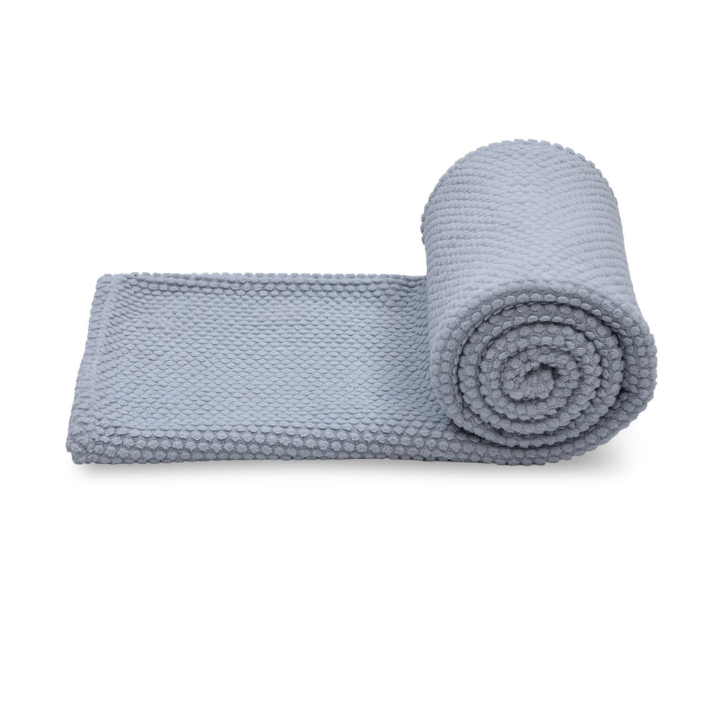 Jacquard Popcorn Polyester Single Blanket- Grey