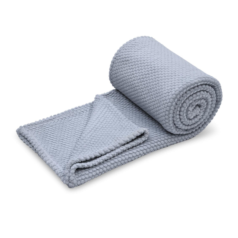 Jacquard Popcorn Polyester Single Blanket- Grey
