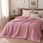 Jacquard Geometric Polyester Double Blanket- Pink