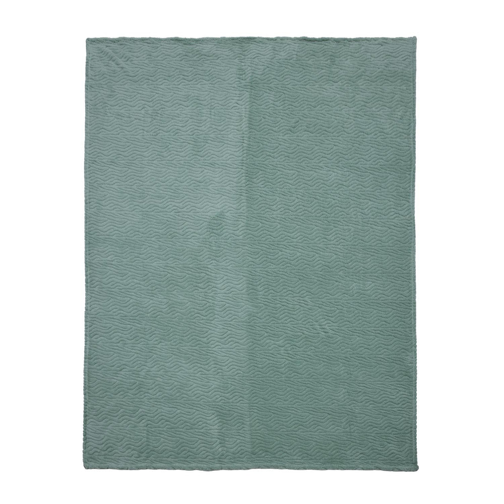 Jacquard Waves Polyester Double Blanket- Green