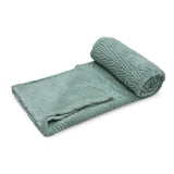 Jacquard Waves Polyester Double Blanket- Green