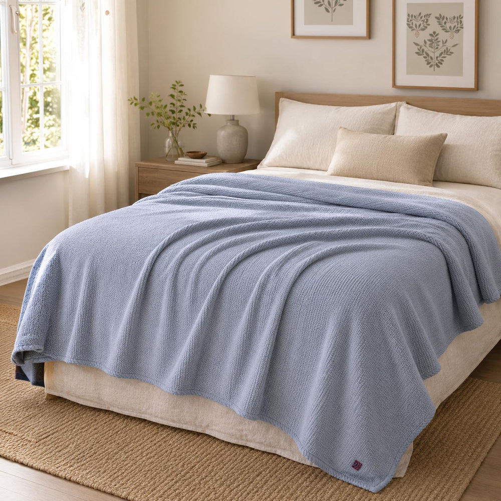Jacquard Popcorn Polyester Double Blanket- Grey