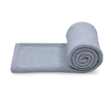 Jacquard Popcorn Polyester Double Blanket- Grey
