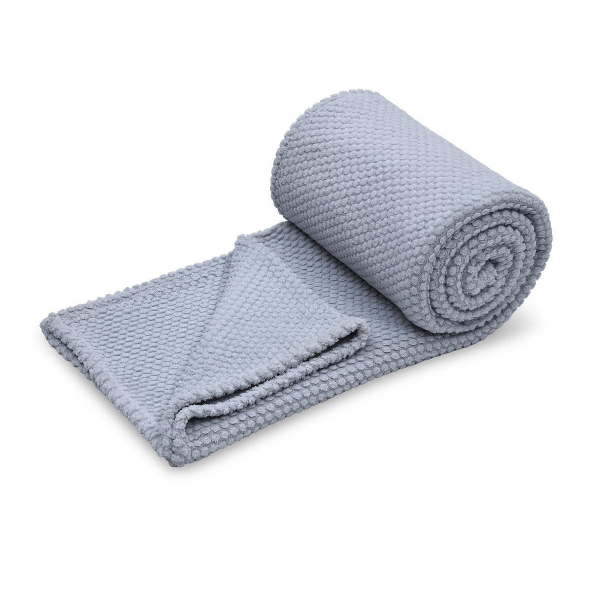 Jacquard Popcorn Polyester Double Blanket- Grey