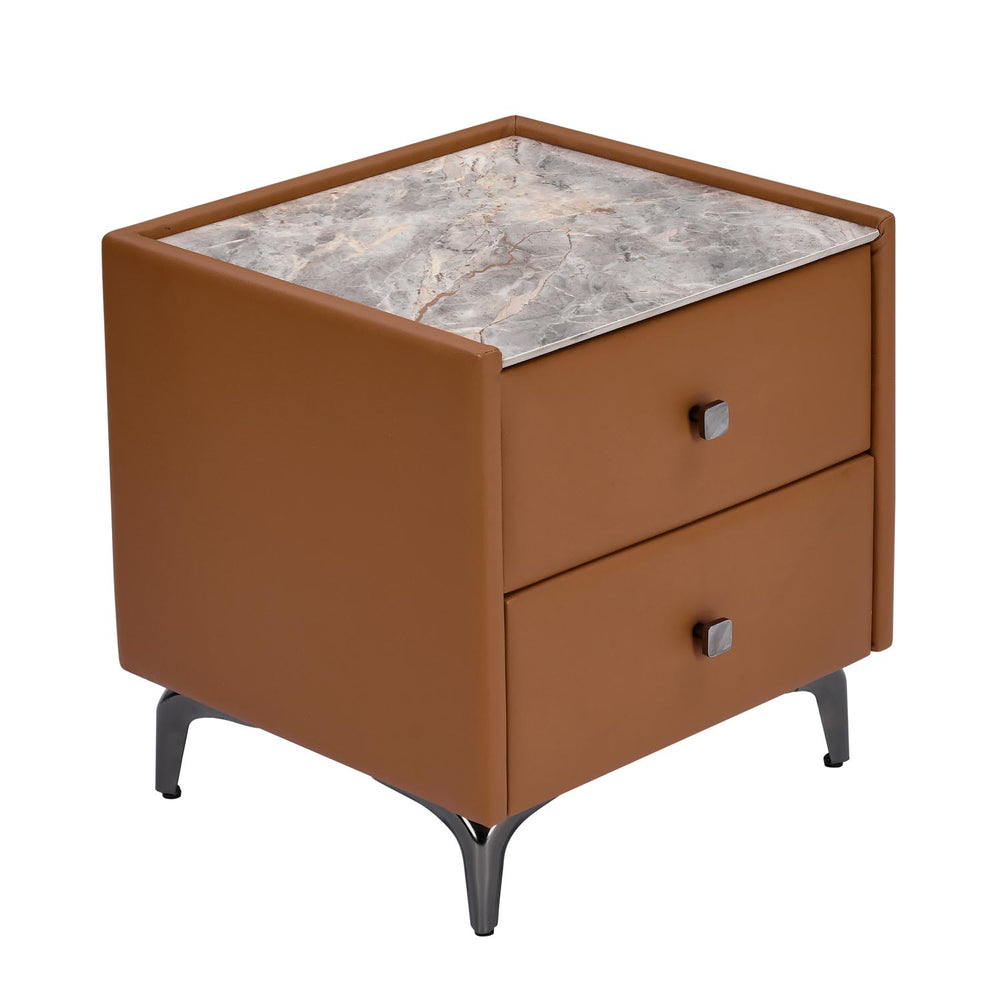 Lynn Upholstered Night Stand- Tan