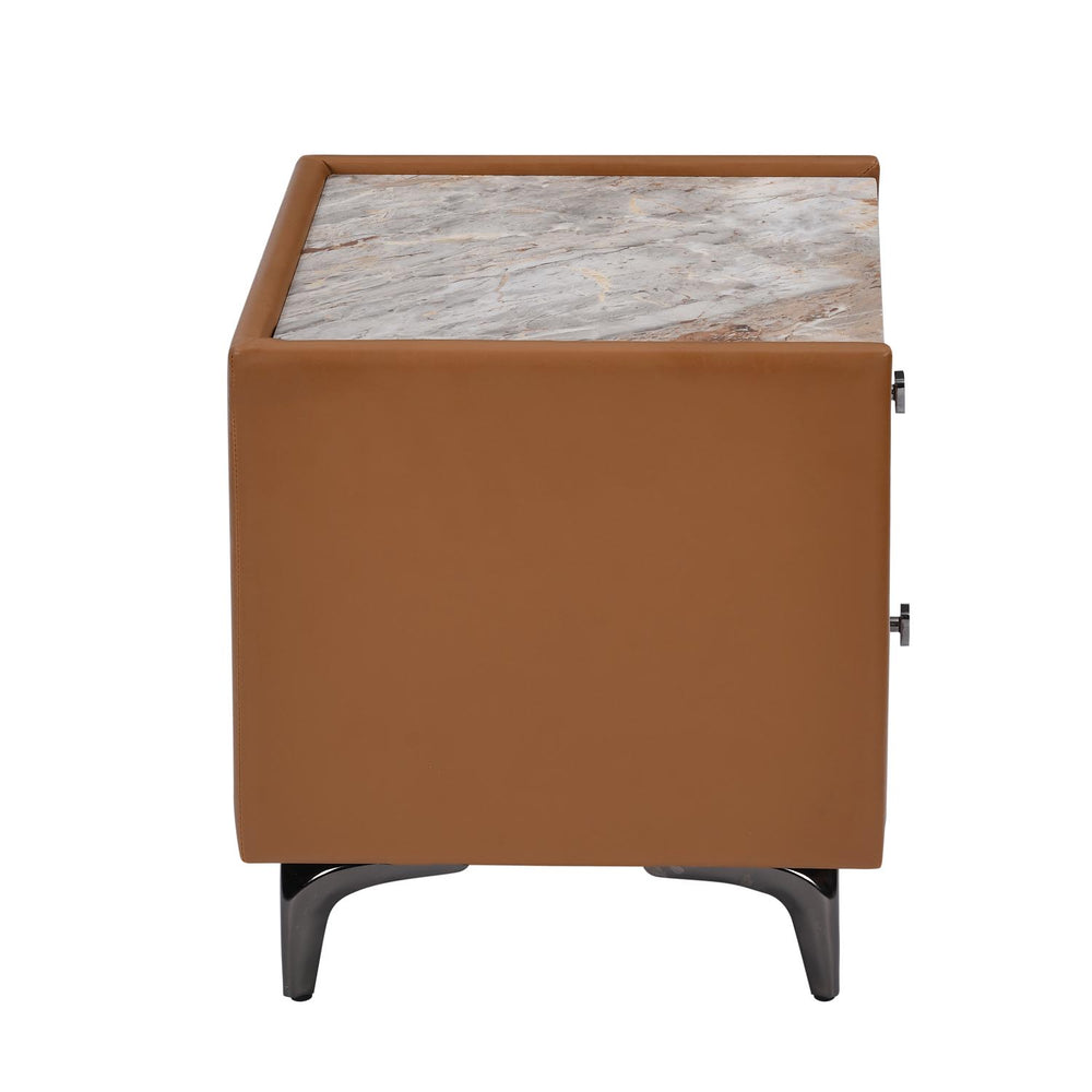 Lynn Upholstered Night Stand- Tan
