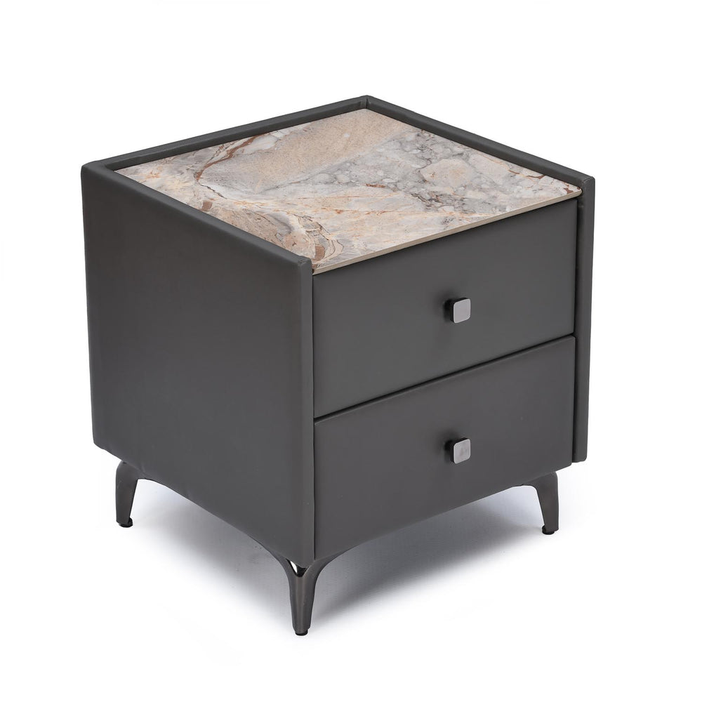 Lynn Upholstered Night Stand- Grey